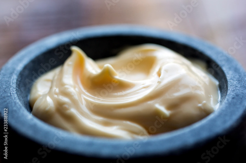 Close up of mayonnaise in a bowl photo