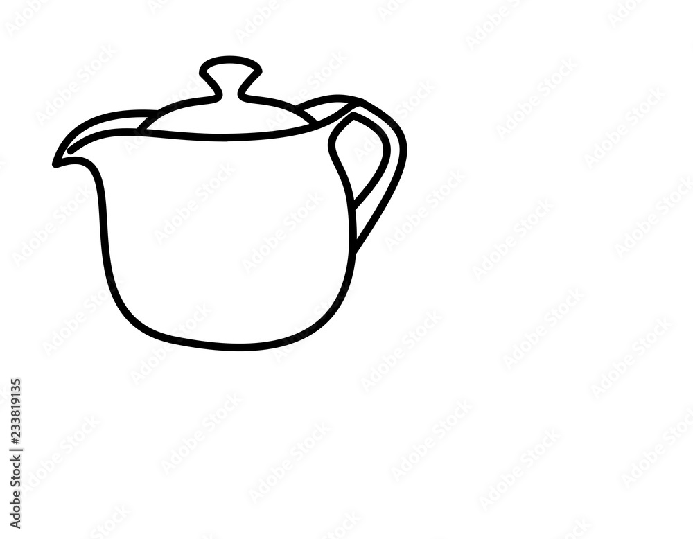 Obraz premium ティーポット(線画)