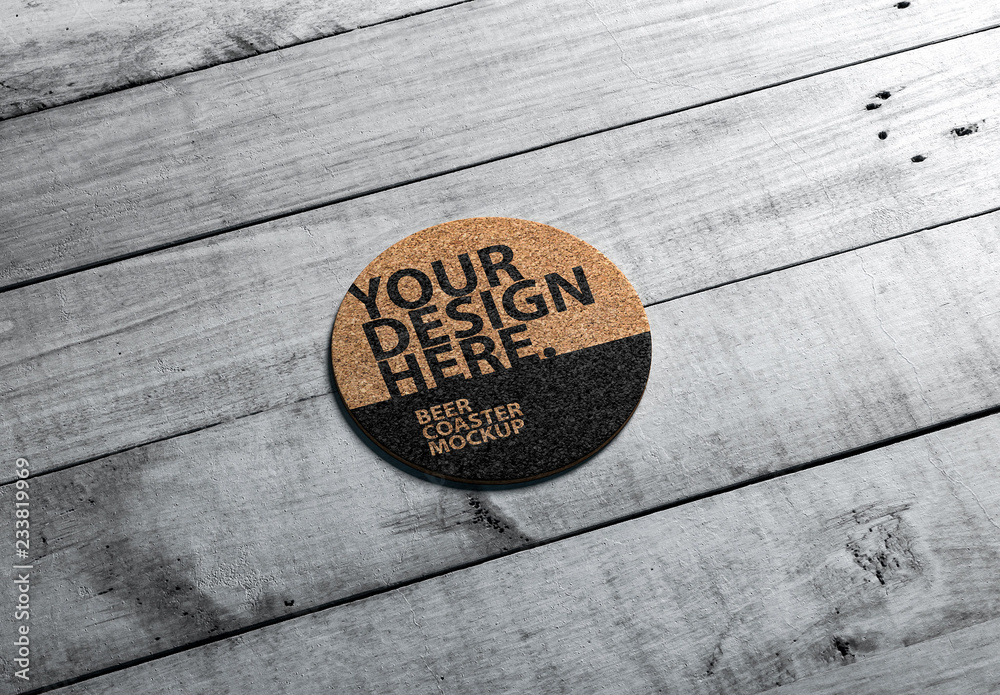 Round Cork Coaster Mockup Stock Template Adobe Stock