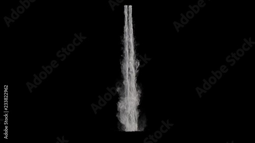 waterfall texture seamless loop, 4k, isolated on black with alpha and separate foam layer