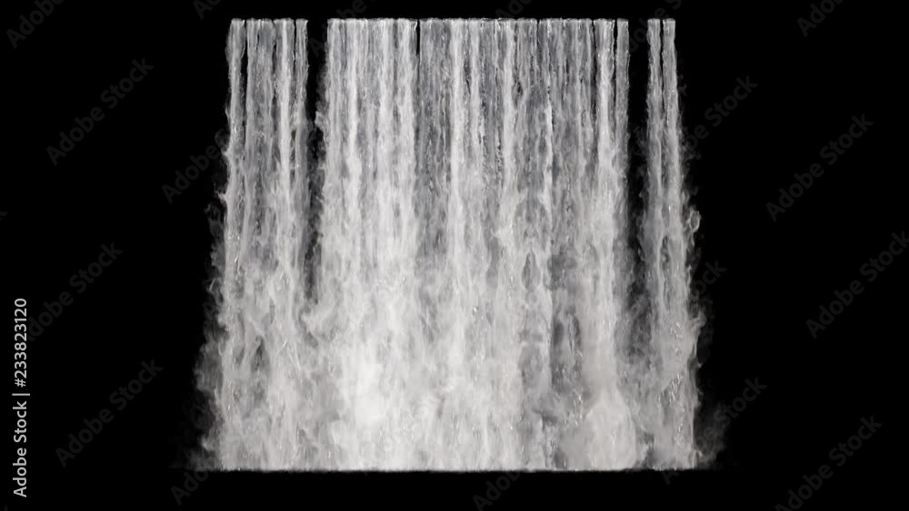 waterfall texture seamless loop, 4k, isolated on black with alpha and separate foam layer