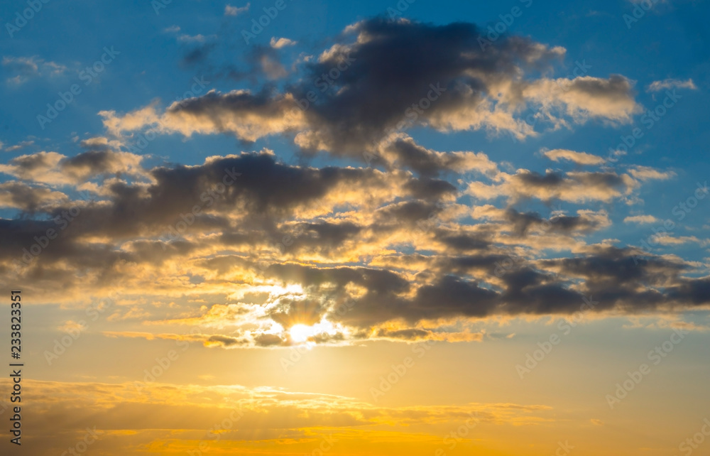 Sunset sky and dramatic clouds