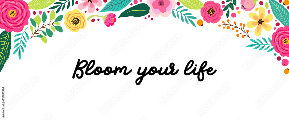 Cute Spring Flowers horizontal banner