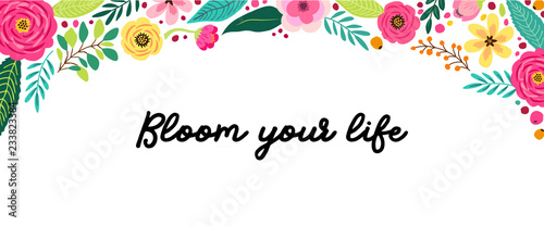 Cute Spring Flowers horizontal banner