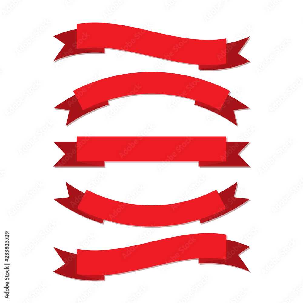 Set of red flat ribbons. Vector illustration. Set of red flat ribbons. Vector illustration.