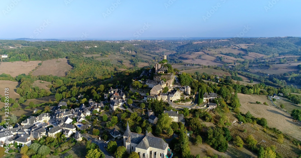 Obraz premium French village in aerial view, Turenne France