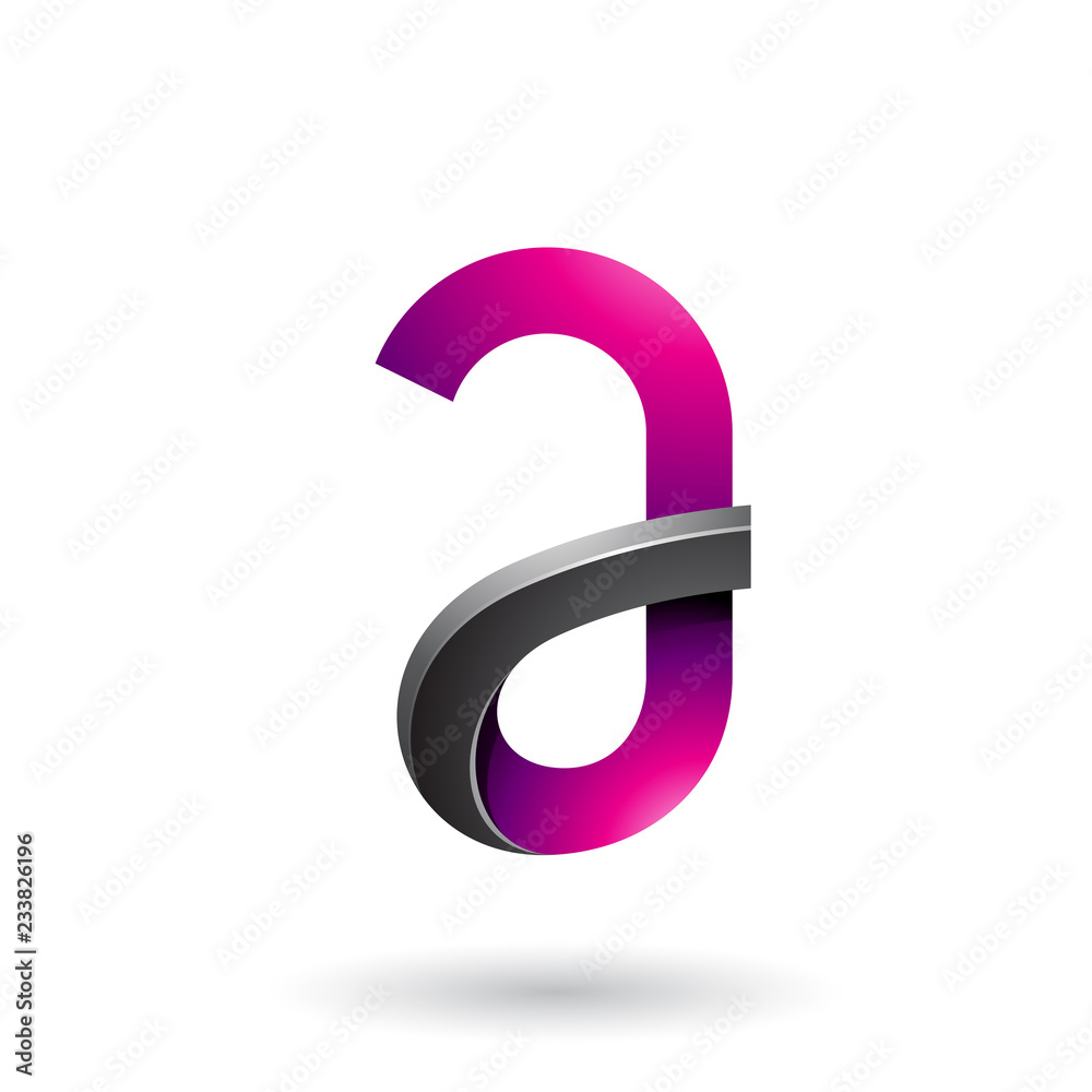 Black and Magenta Bold Curvy Letter A Vector Illustration Black and Magenta Bold Curvy Letter A Vector Illustration