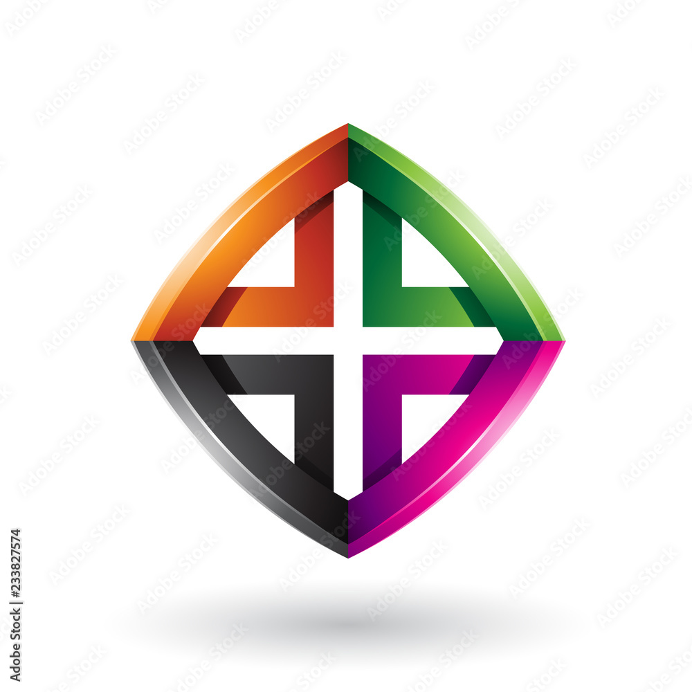 Black Orange Magenta and Green Skewed Diamond Shape Vector Illustration Black Orange Magenta and Green Skewed Diamond Shape Vector Illustration