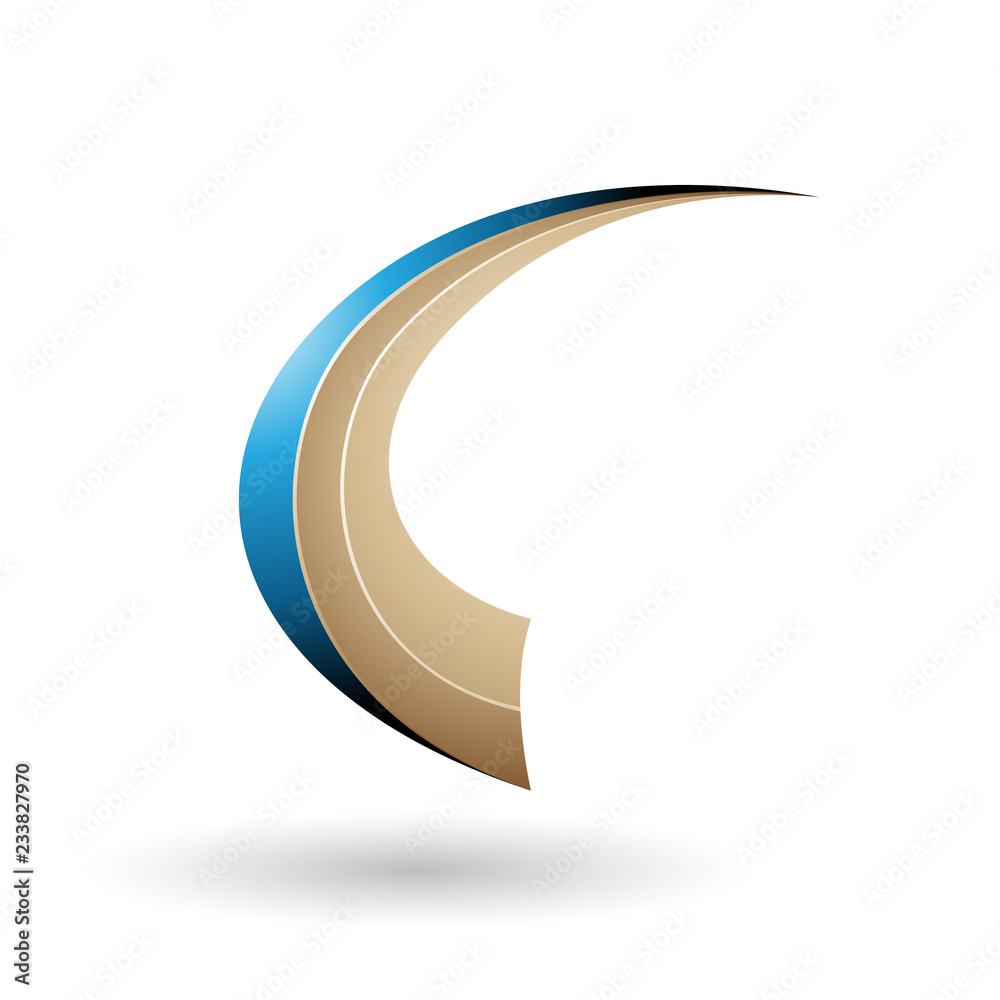 Blue and Beige Dynamic Flying Letter C Vector Illustration Blue and Beige Dynamic Flying Letter C Vector Illustration