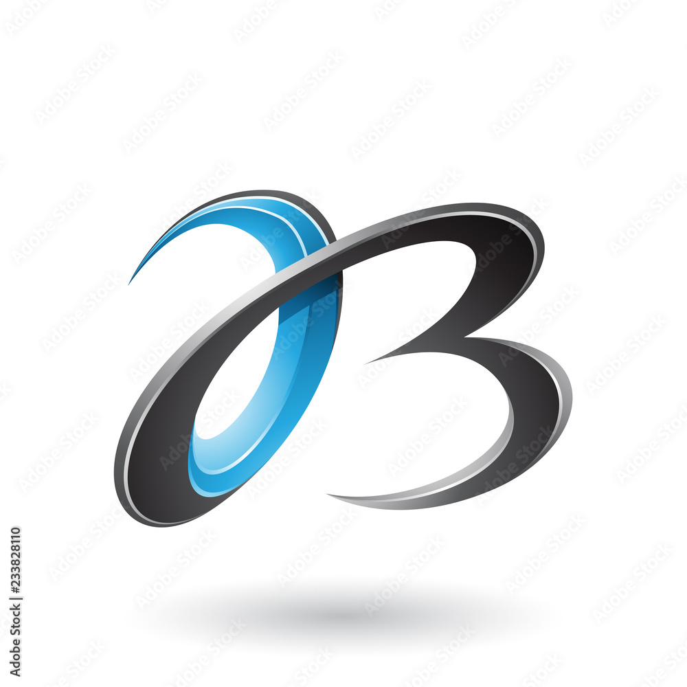 Blue and Black 3d Curly Letters A and B Vector Illustration Blue and Black 3d Curly Letters A and B Vector Illustration