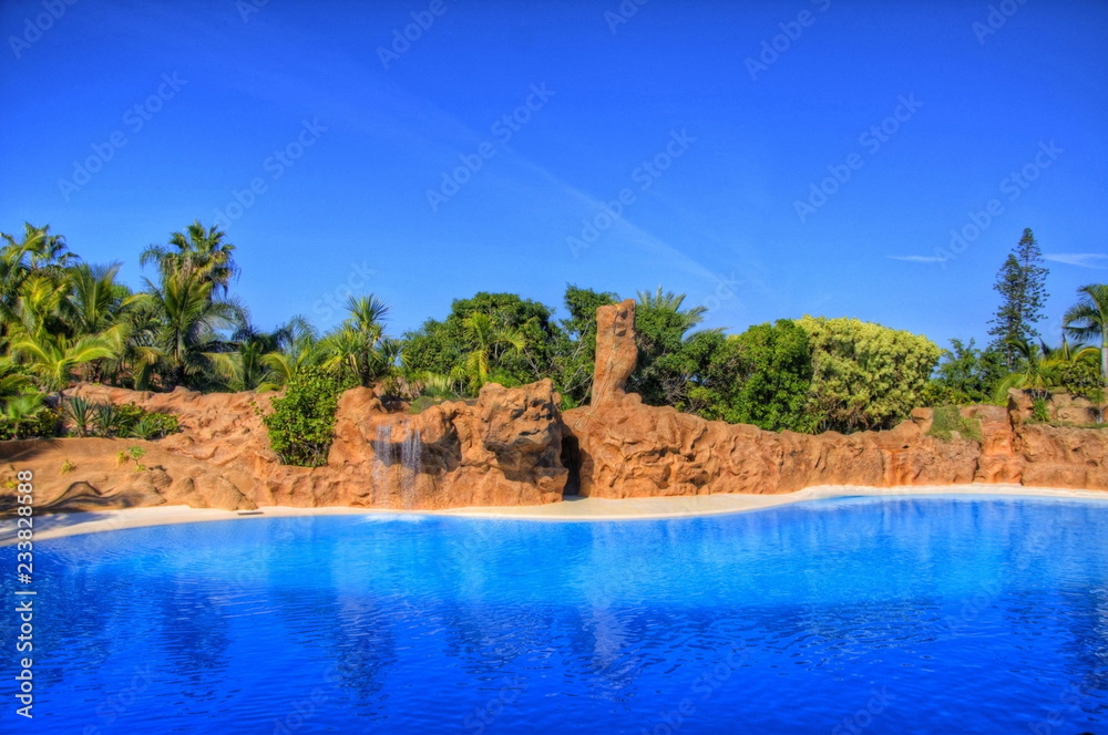 Swimming Pool with blue crystal water, Tenerife, Canarian Islands