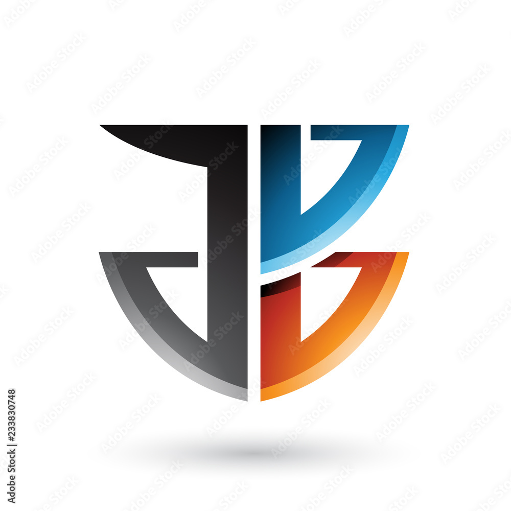 Blue and Orange Shield Like Shape of Letters A and B Vector Illustration Blue and Orange Shield Like Shape of Letters A and B Vector Illustration
