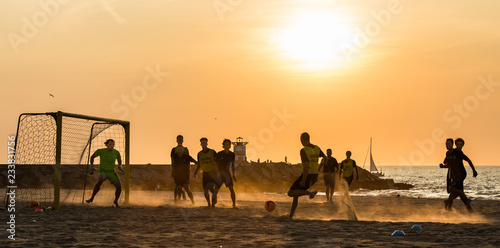 Fotografia Beach Football at Scheveningen in The Hague