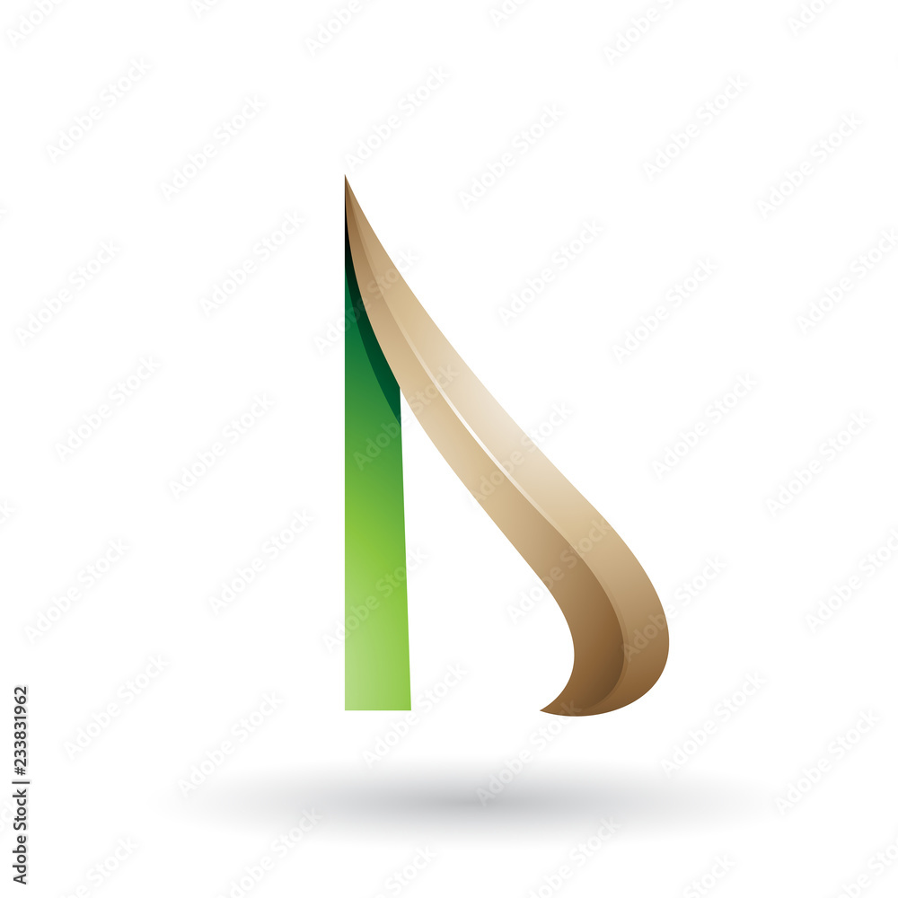 Green and Beige Embossed Arrow-like Letter D Vector Illustration Green and Beige Embossed Arrow-like Letter D Vector Illustration