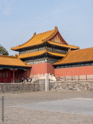 Details of roof and carvings in Forbidden City in Beijing © steheap