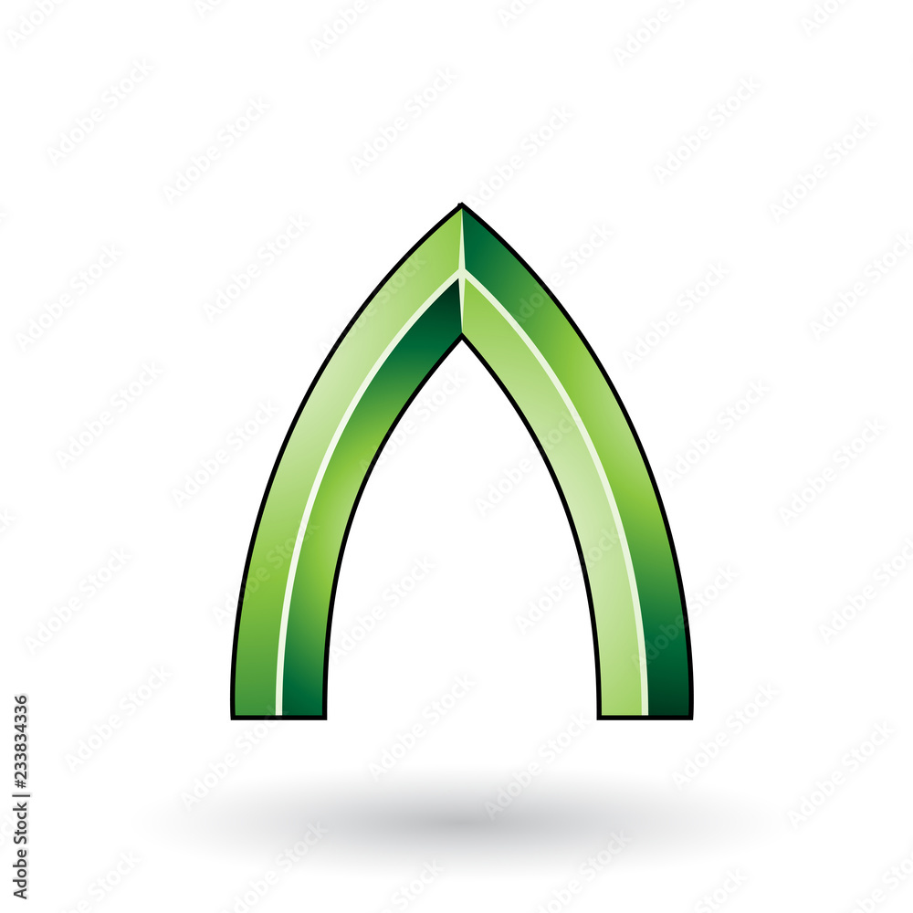 Green Glossy Embossed Letter A with a Dark Stroke Vector Illustration Green Glossy Embossed Letter A with a Dark Stroke Vector Illustration