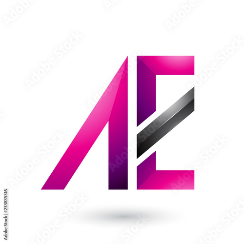 Magenta and Black Geometrical Dual Letters of A and E Vector Illustration