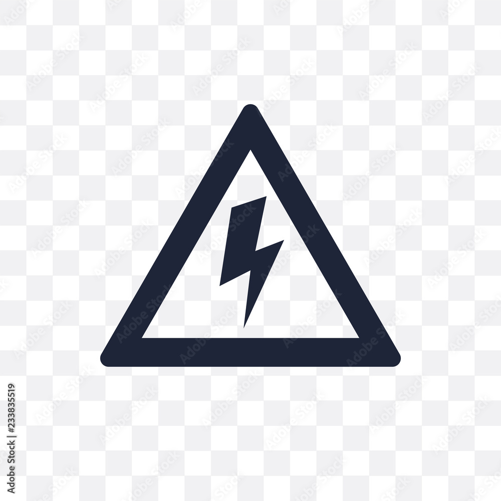 High voltage transparent icon. High voltage symbol design from