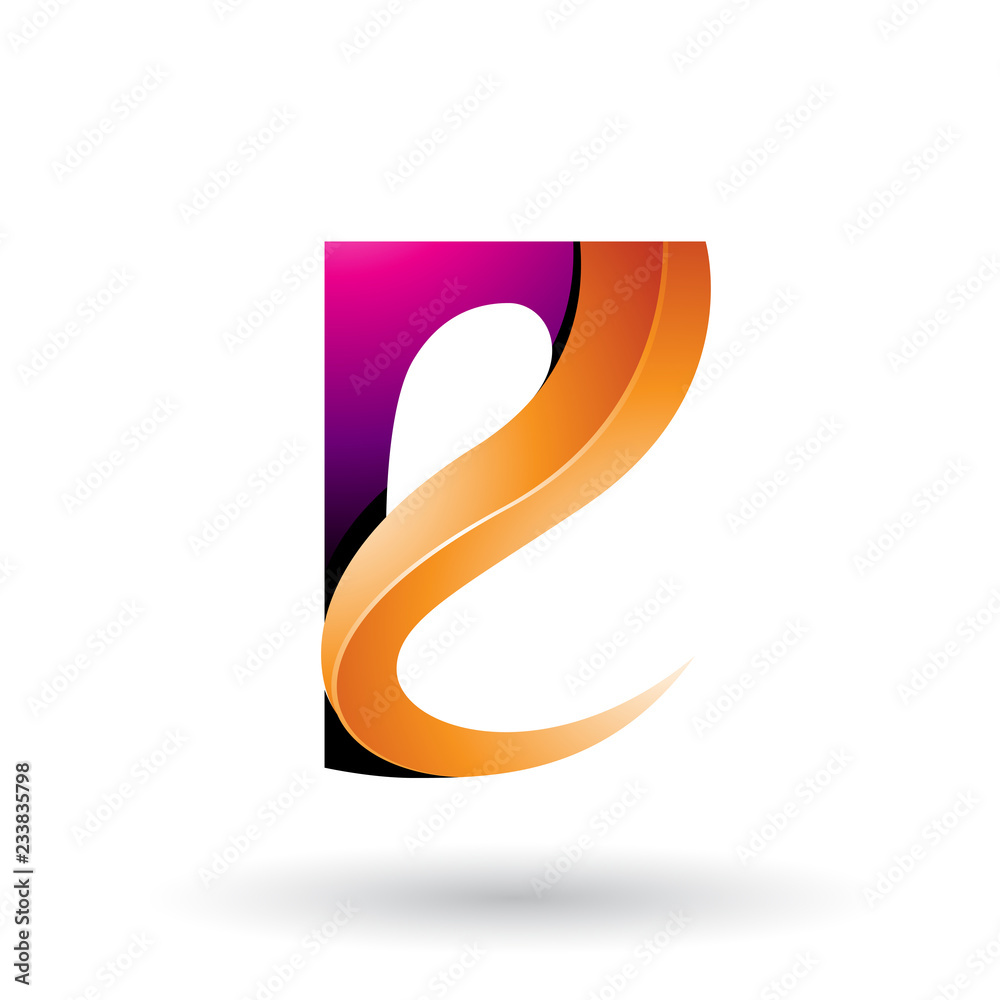 Magenta and Orange Glossy Curvy Embossed Letter E Vector Illustration Magenta and Orange Glossy Curvy Embossed Letter E Vector Illustration