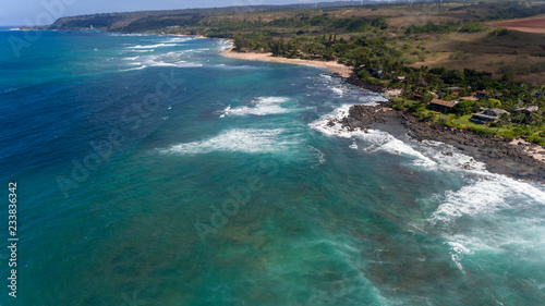 Aerial view of the north shore of Oahu Hawaii