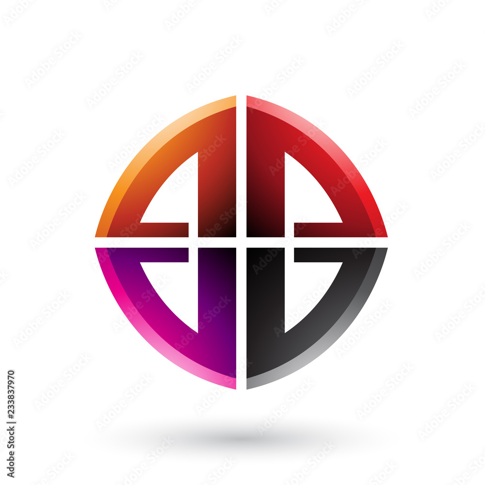 Orange and Magenta Double Sided Shape of Letter B Vector Illustration Orange and Magenta Double Sided Shape of Letter B Vector Illustration
