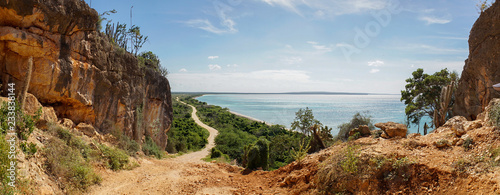 View down to Bahia de las Aguilas Beach, Dominican Republic.