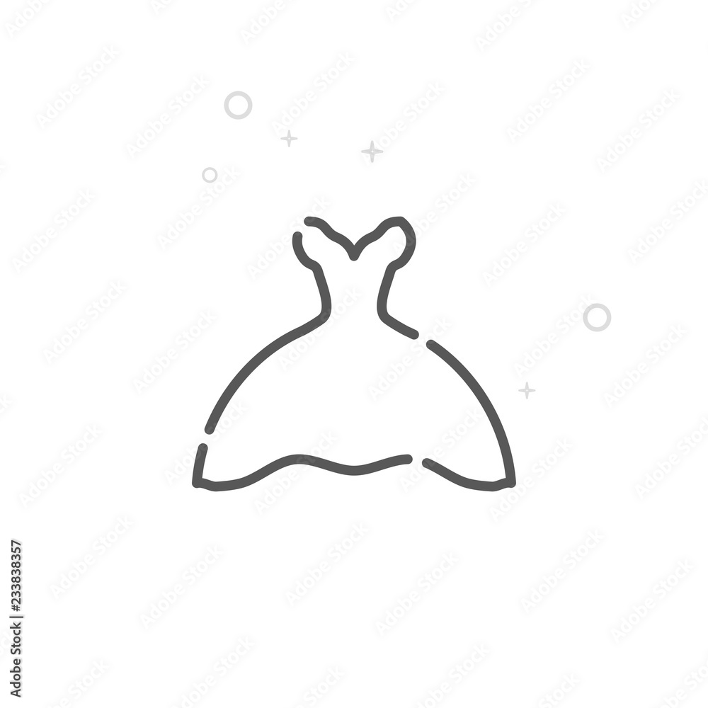 Wedding, Bride's Dress Vector Line Icon, Symbol, Pictogram, Sign. Light Abstract Geometric Background. Editable Stroke Wedding, Bride's Dress Vector Line Icon, Symbol, Pictogram, Sign. Light Abstract Geometric Background. Editable Stroke