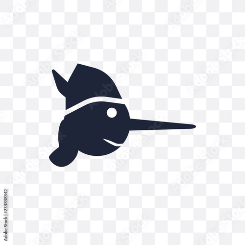 Pinocchio transparent icon. Pinocchio symbol design from Fairy tale collection.