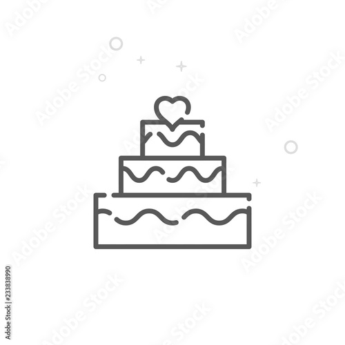 Wedding Cake Vector Line Icon, Symbol, Pictogram, Sign. Light Abstract Geometric Background. Editable Stroke