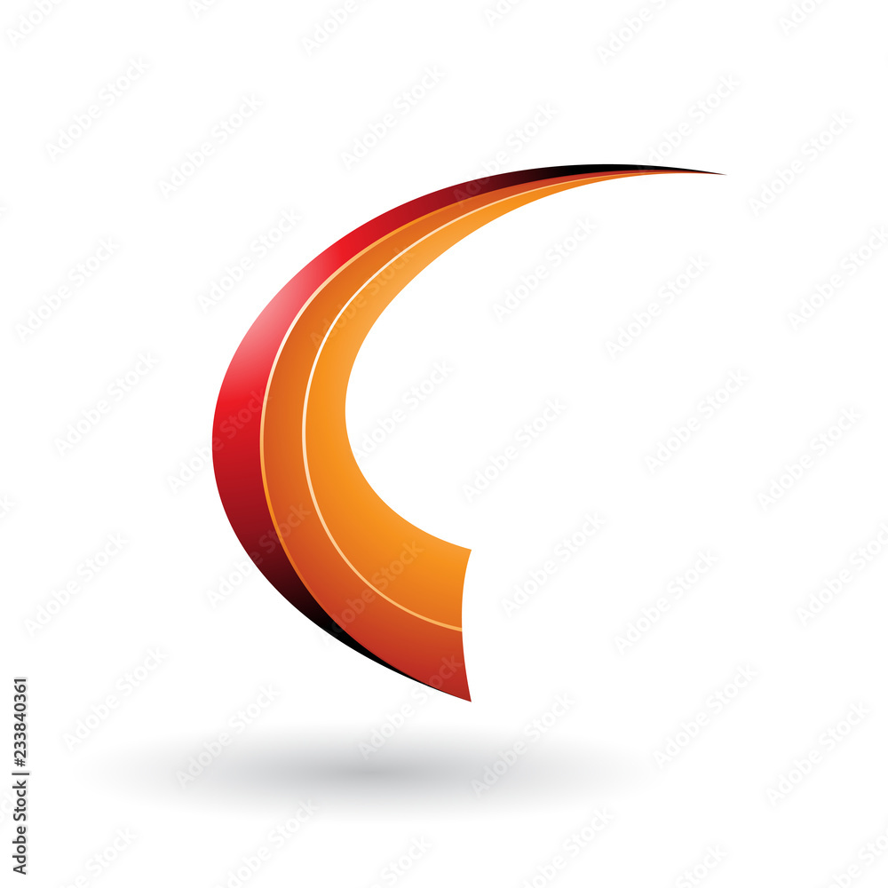 Red and Orange Dynamic Flying Letter C Vector Illustration Red and Orange Dynamic Flying Letter C Vector Illustration