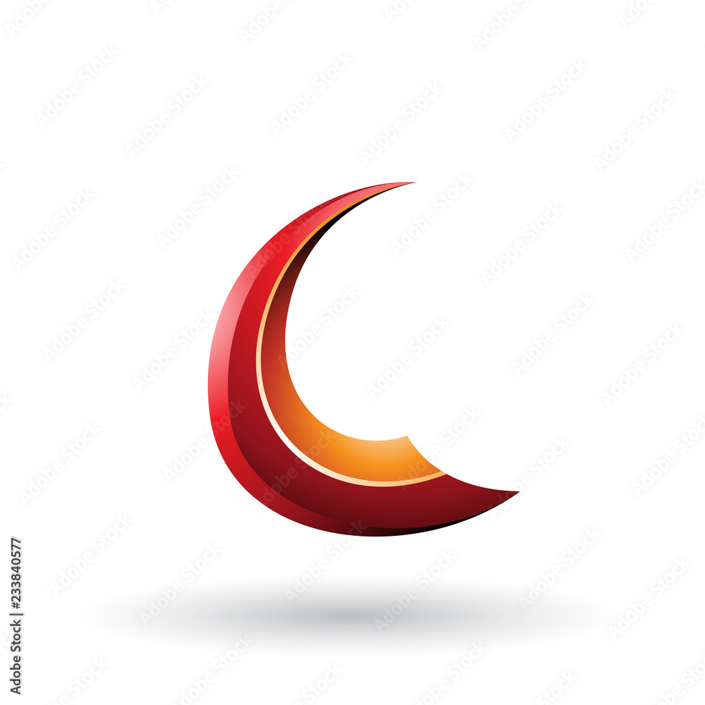 Red and Orange Glossy Flying Letter C Vector Illustration Red and Orange Glossy Flying Letter C Vector Illustration