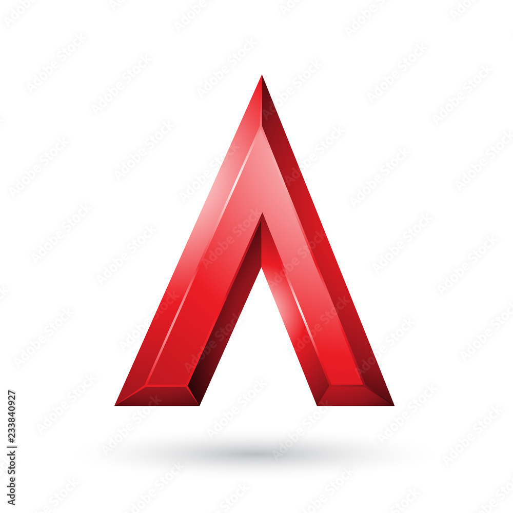 Red Glossy Geometrical Letter A Vector Illustration