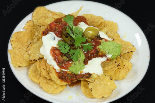 nachos chips with traditional dips