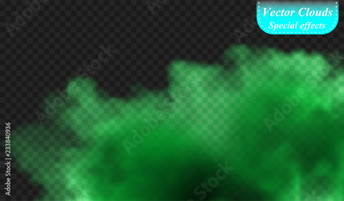 Fog or smoke is insulated by a transparent special effect. Light green vector cloud cover, fog fog background. illustration