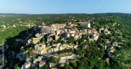 French village in aerial view, Gorde France photo