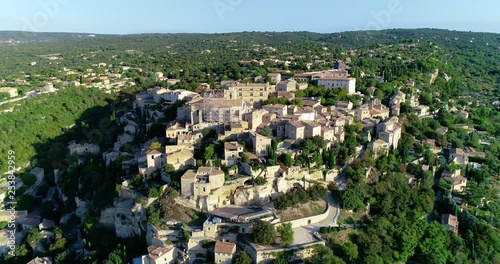 French village in aerial view, Gorde France photo