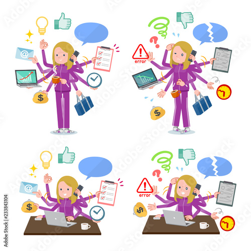 flat type school fair skin girl purple jersey_mulch task Office