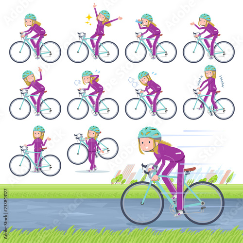 flat type school fair skin girl purple jersey_road bike
