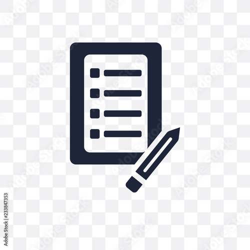 Checklist with a pencil transparent icon. Checklist with a pencil symbol design from Political collection.