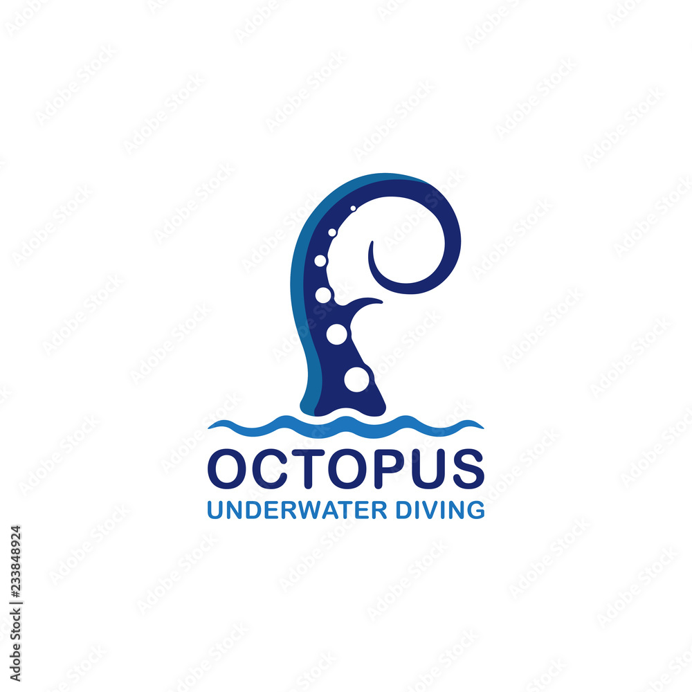 Tentacle, Underwater Diving Logo vector Stock Vector Adobe Stock