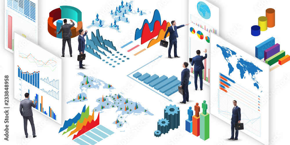 Businessman in business visualization and infographics concept Stock ...