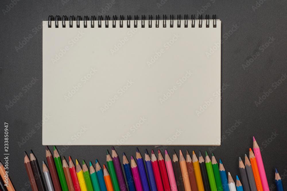 Fototapeta premium Education school tools on Black Chalkboard Background