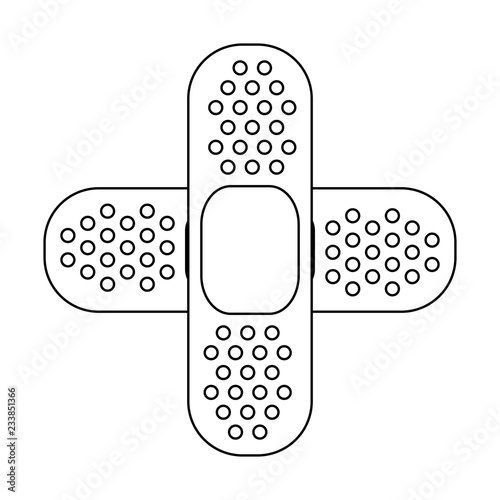 Band aid crossed symbol in black and white