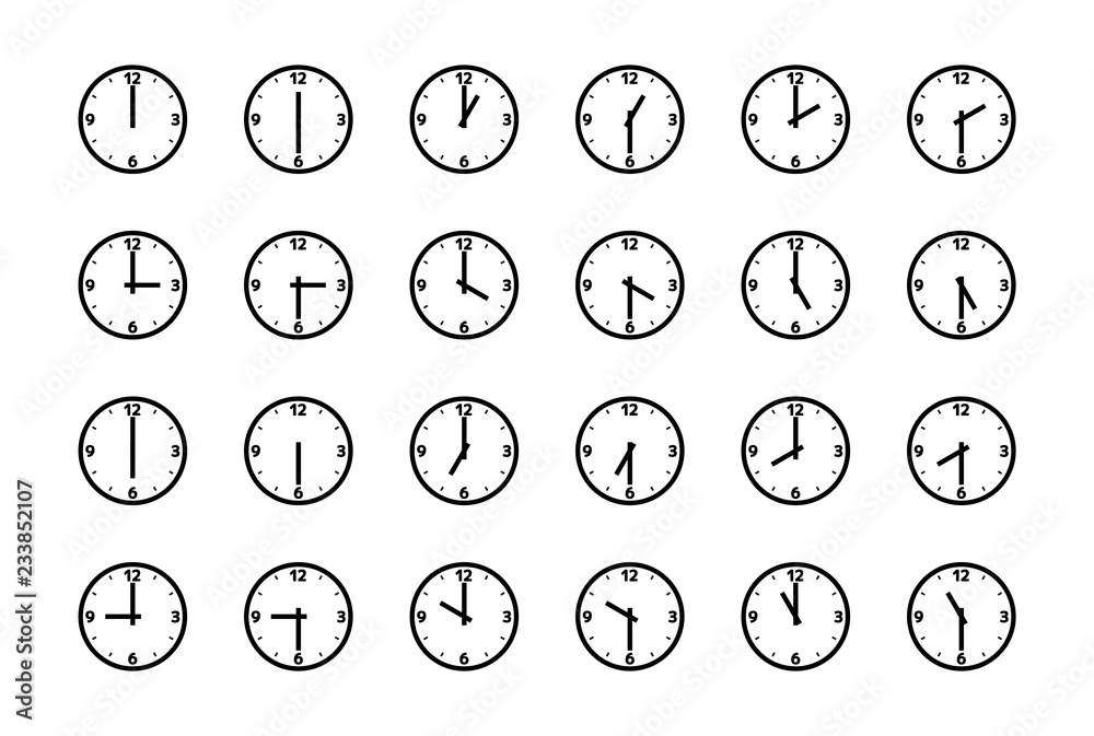 時計 30分毎 １２時３時６時９時の表示があるシンプルな時計 Stock Vector | Adobe Stock
