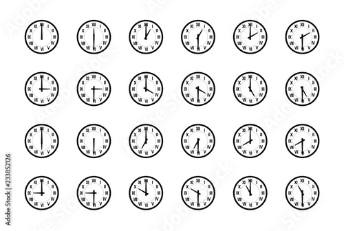 30分 時計 ３０分毎 30分刻み ローマ数字のシンプルな時計 Stock Vector Adobe Stock