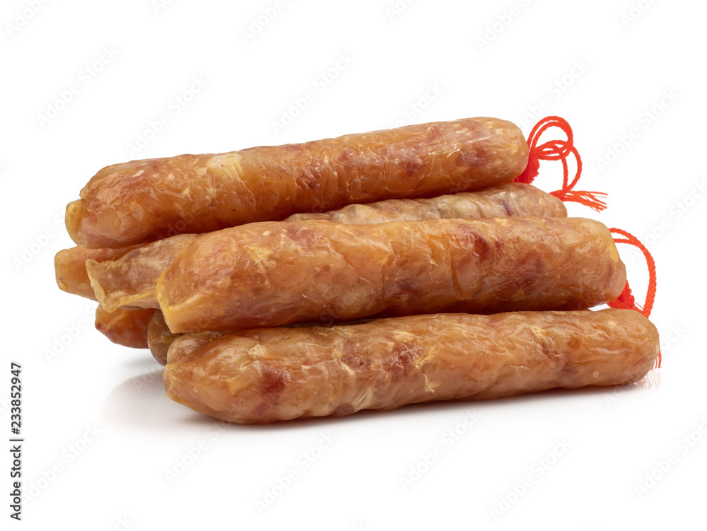 Chinese sausages isolated on white background Chinese sausages isolated on white background
