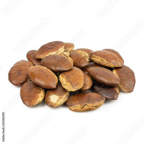 Barking deer’s mango or Wild almond (Irvingia malayana) isolated on white background