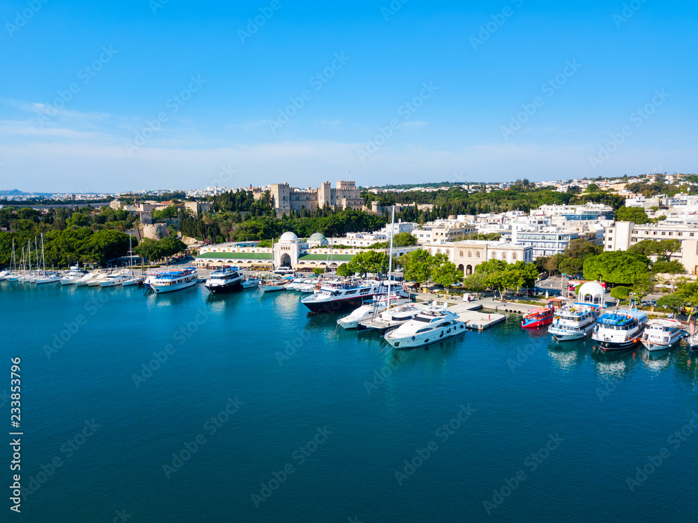 Mandraki port Rhodes city, Greece