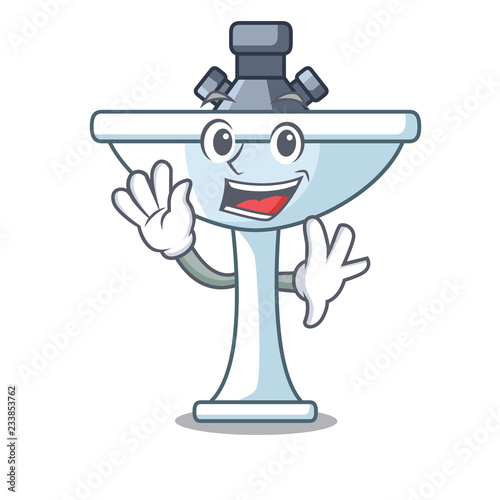 Waving kitchen sink on stely modern character photo