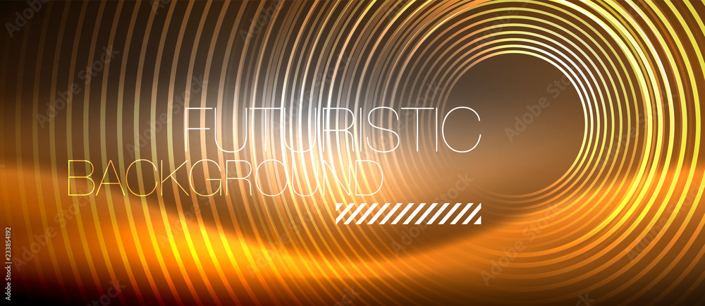 Neon circles abstract background, shiny lines Neon circles abstract background, shiny lines